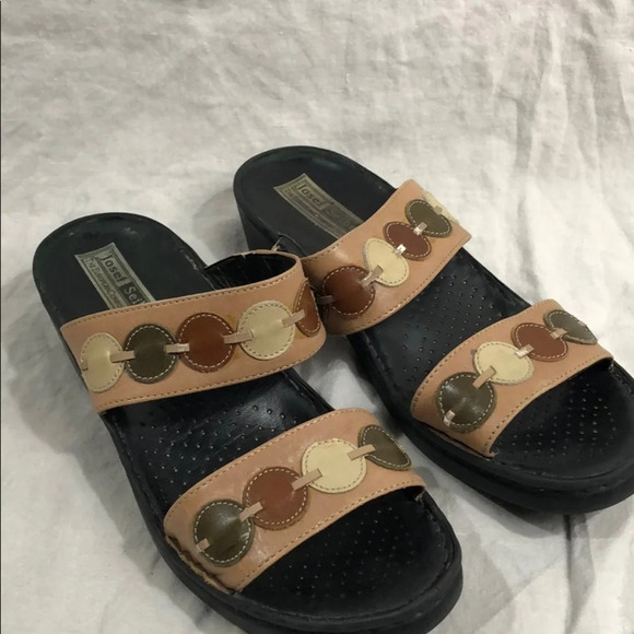 Vintage Josef Seibel sandal slides leather 39 9 - Picture 1 of 5